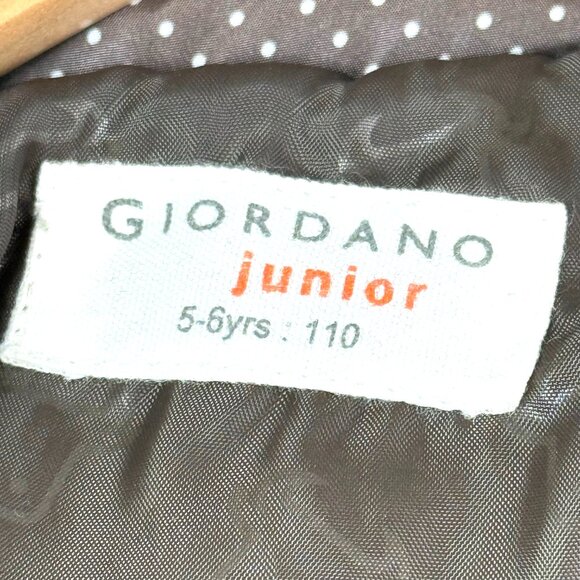 Giordano Junior Polka Dot Hooded Puffer Jacket Girl 5-6 Years Brown - Picture 2 of 10